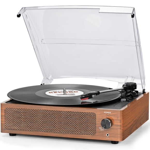 Vinyl Record Player with Speakers Vintage Turntable for Vinyls Records Belt-Driven Turntables 3-Speed Bluetooth Playback Headphone AUX RCA Line LP Vi