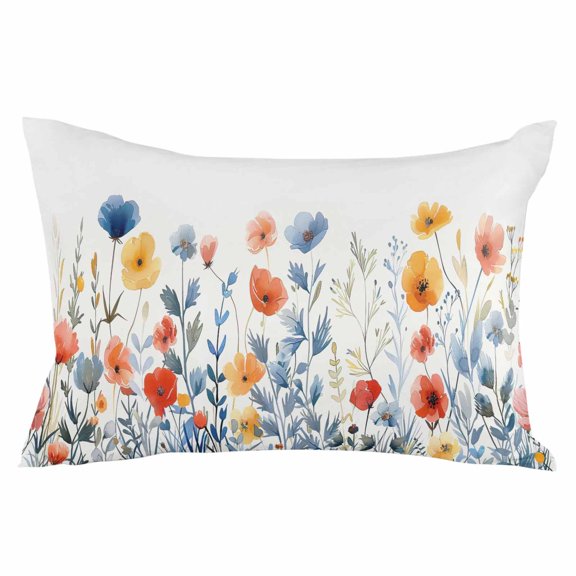 Watercolor Elegant Summer Botanical Throw Pillow Cover, Pillowcase Protectors with Zipper, Breathable Decorative Lumbar Pillow Case Cover, Pillow Shams for Couch Sofa 16x24Inch