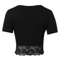 thumbnail image 5 of SHITINN Summer Elegant V Neck Lace Lace Stitching Short Sleeved Slim T Shirt Short Top T Shirt T Shirts Women Womens Short Sleeve Tops Summer Clothes for Women, 5 of 8