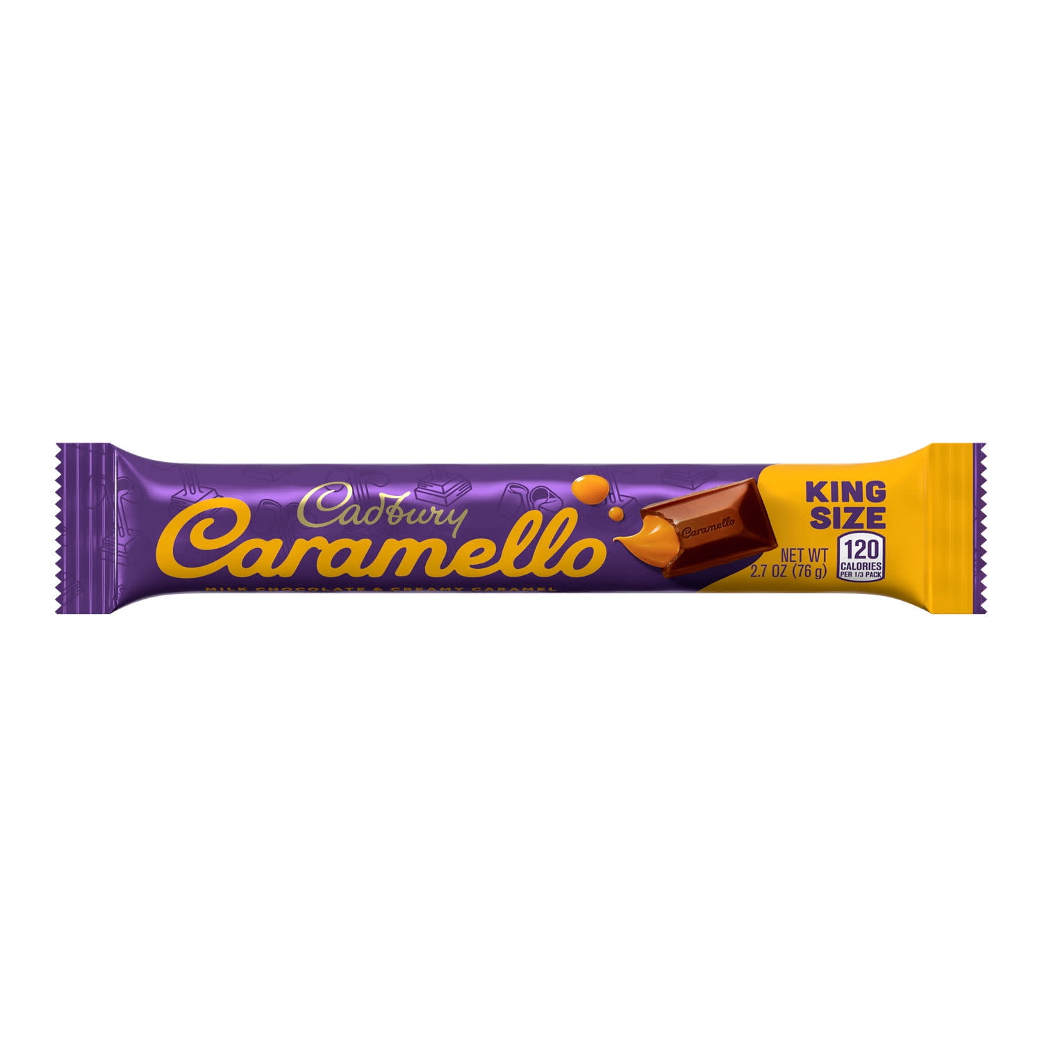 (6 pack) Cadbury Caramello Milk Chocolate Caramel King Size Candy, Bar 2.7 oz