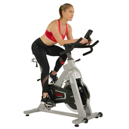 Sunny Health & Fitness Belt Drive Indoor Cycling Bike, High Weight Capacity with RPM Cadence Sensor and Pulse Rate Monitor -