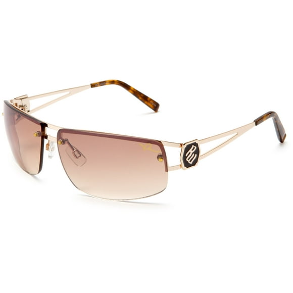 Rocawear Mens R1022 Semi-Rimless Rectangular Metal Sunglasses with 100% UV Protection, 65 mm, Gold