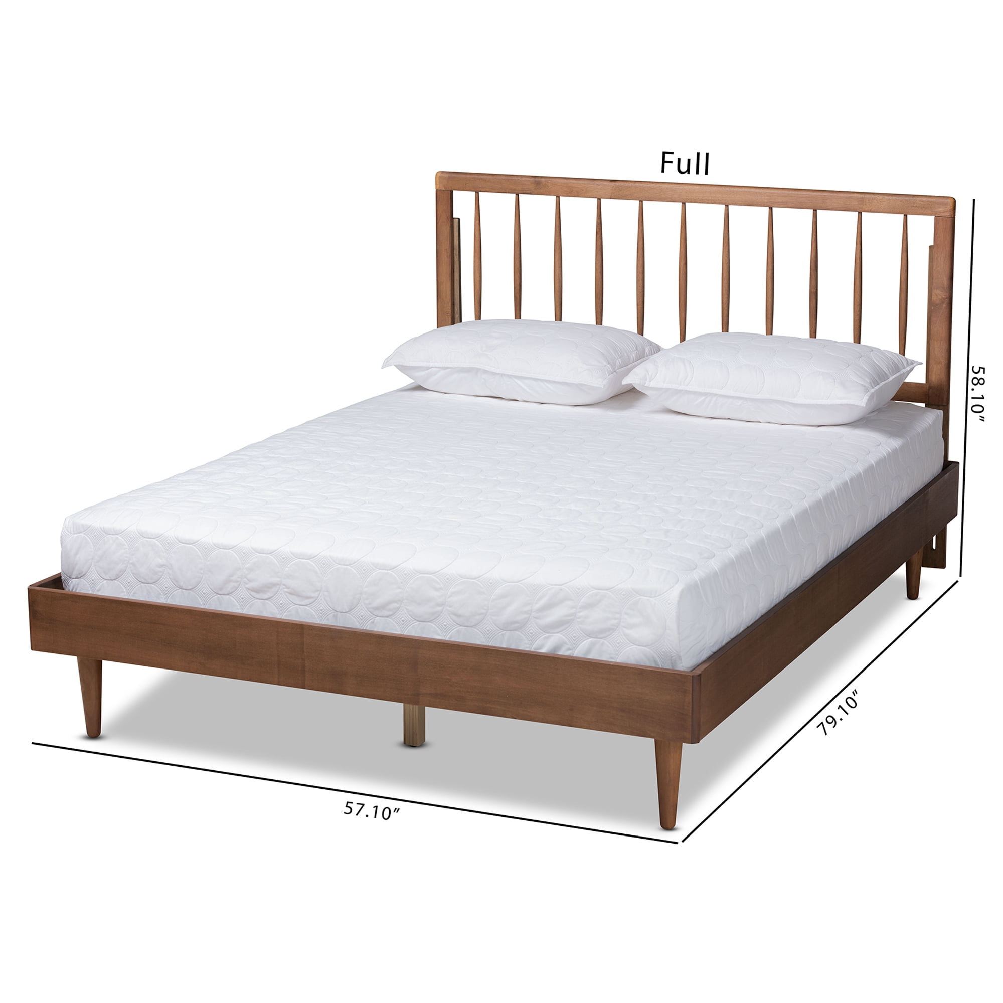 Baxton Studio Sora Mid-Century Wood Platform Bed, Queen, Ash Walnut