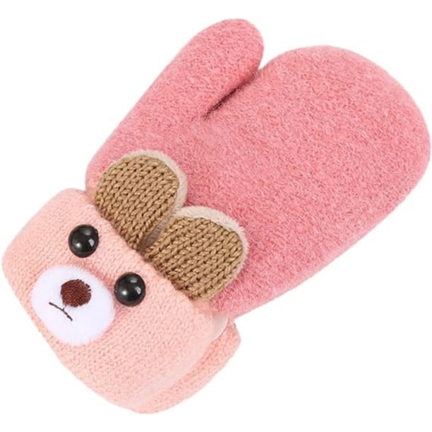 Mitones de lana forma de osito para bebé y niños pequeños
