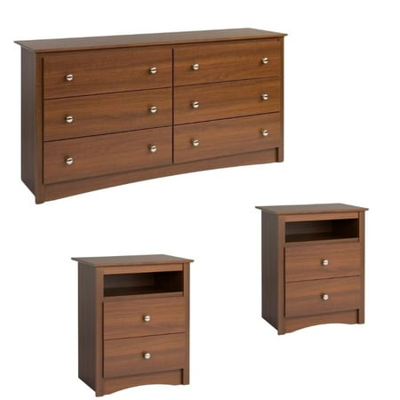 Sonoma 3 Piece Modern Drawer Dresser And Set Of 2 Nightstand Set