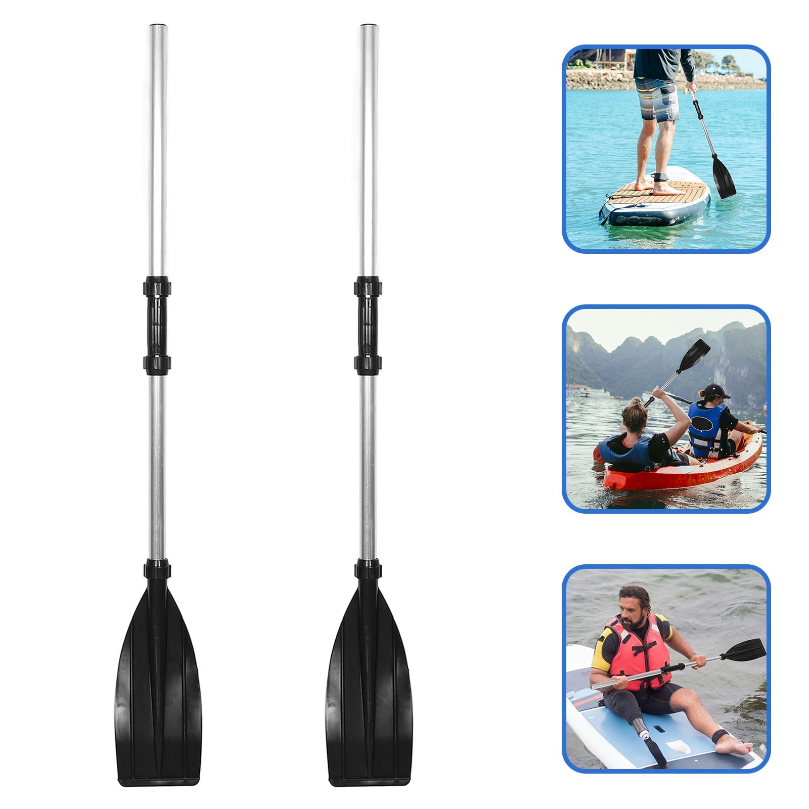 Worgeous 2 Sets of Lightweight Paddles for Kayaking Aluminum Alloy Kayak Paddles Detachable Boat Oars for Inflatable Boats Portable Boating Paddles Convenient Oars