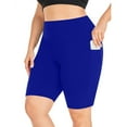 thumbnail image 4 of tarylea Plus Size Yoga Shorts High Stretch Slim Fitted Leggings Solid Color Shorts with Pockets Casual Comfy Workout Gym Shorts, 4 of 6