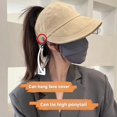 thumbnail image 2 of Summer Women's Wide Brim Sun Hat with Ponytail Hole Masque Hook Breathable Lightweight Hiking Traveling Shopping, 2 of 8