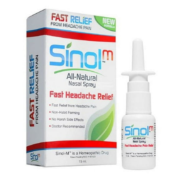 Sinol All Natural Headache Relief Spray For Migraine Cluster Tension - 15 Ml, 2 Pack