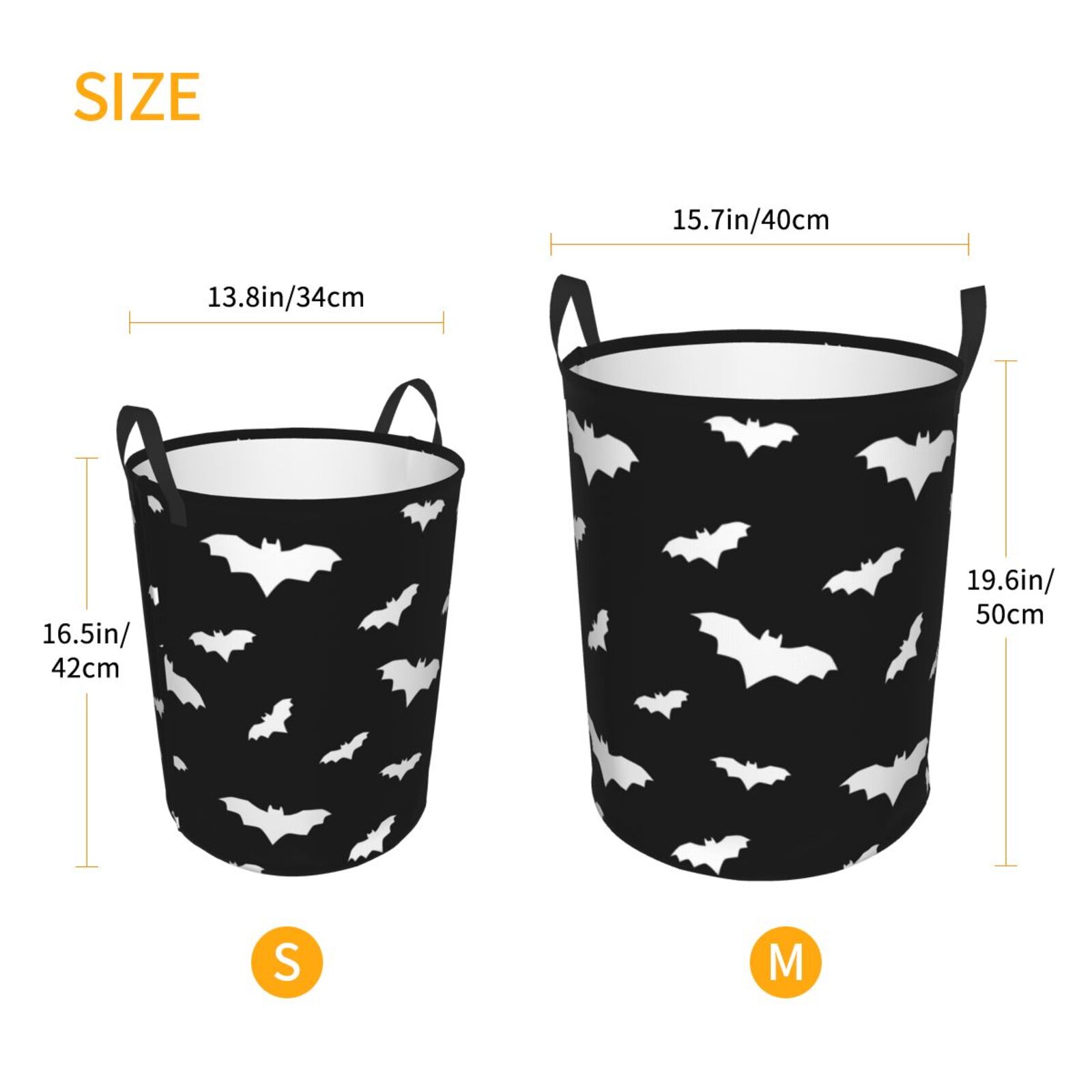Large Laundry Basket with Handles - bat cool black Halloween Kids Baby Dirty Clothes Laundry Hamper for Bedroom Aesthetic