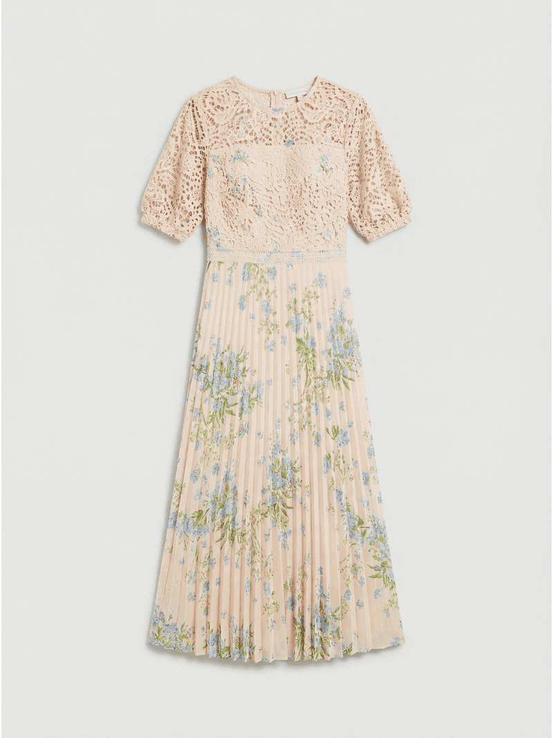 oasis floral pleated dress Women's Petite Green Floral Pleated Belted Midi Dress