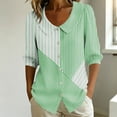 thumbnail image 2 of GERsome Womens Button Down Shirts Crew Neck 3/4 Sleeve Casual Collared Blouses Tops,Green,Size XL, 2 of 6
