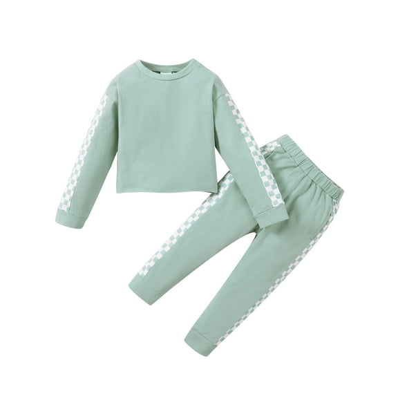 WESIDOM Toddler Baby Girls Clothes Girl Outfits Track Suit Plaid Sportswear Pullover Hoodies 1-5T 2pcs