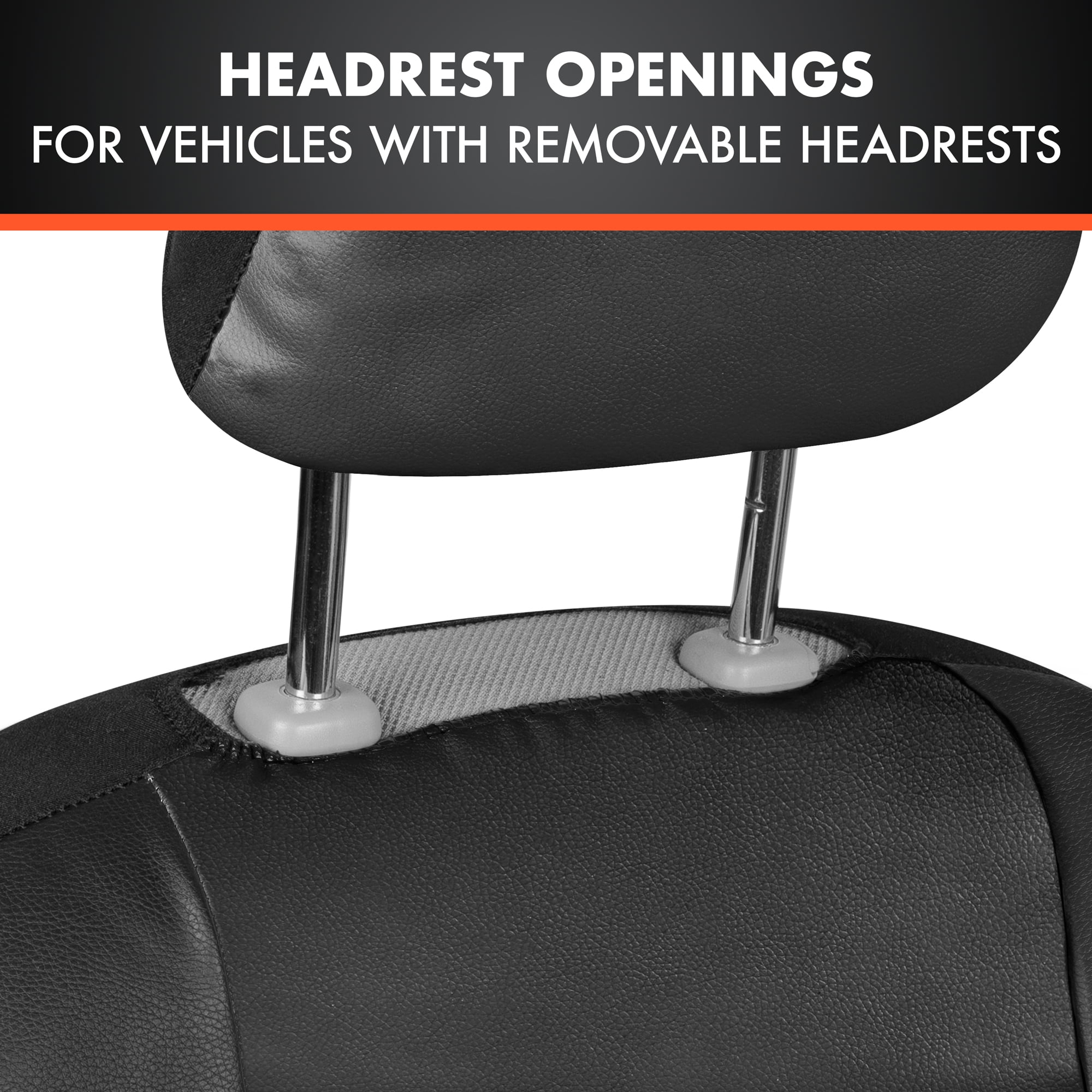BDK Classic Black Faux Leather Car Seat Covers Full Set, Front & Rear Bench Seat Cover for Cars Trucks SUV