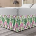 thumbnail image 1 of Leaves Bed Skirt, Illustration of Orchid Blossom Flowers Pinnation Motifs on Plain Backdrop, Elastic Bedskirt Dust Ruffle Wrap Around for Bedding Decor, 4 Sizes, White and Multicolor, by Ambesonne, 1 of 2