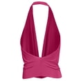thumbnail image 3 of J. METHOD Women's Sleeveless Halter Neck Lightweight Low Cut Deep V Neck Sexy Draped Backless Top Blouse NEWT07 Fuchsia L, 3 of 6