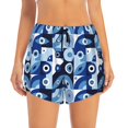 thumbnail image 2 of Susaid Evil Eye Print Women's High Waisted Running Shorts Quick Dry Athletic Gym Track Workout Shorts Zip Pocket-Large, 2 of 7