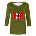 thumbnail image 4 of Fznquz Casual Womens Going Out Tops Fashion 3/4 Sleeve Green T Shirts Summer Fall Graphic Crew Neck Womens Blouses, 4 of 4