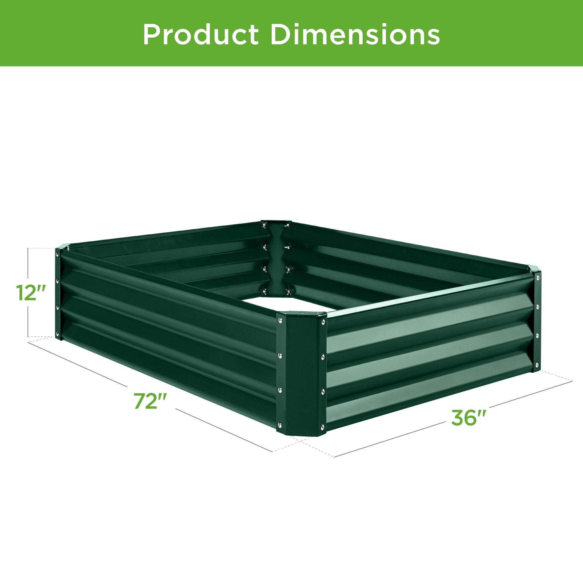 Best Choice Products 6x3x1ft Outdoor Metal Raised Garden Bed for Vegetables, Flowers, Herbs, Plants - Dark Green