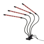 Great Value 4.75 inch 4-Head Flexible LED Clamp Grow Light, 20W Selectable Spectrum