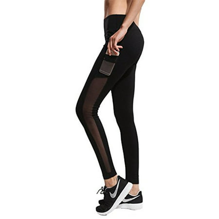 LELINTA Women's Yoga Pants High Waist Power Flex Mesh Running Sports Gym Fitness Tight Yoga Leggings 2