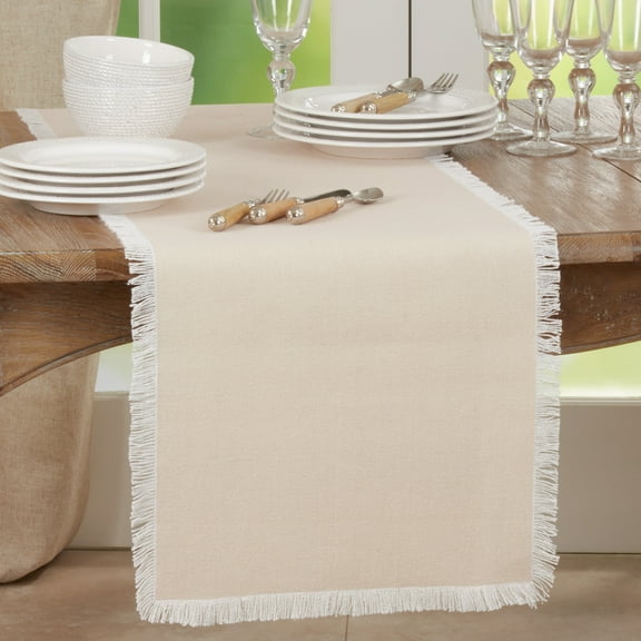 Saro Lifestyle Fringe Border Table Runner