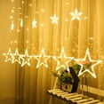 thumbnail image 3 of LED Stars Christmas Hanging Curtain Lights - 138 Mini LEDs + 12 Star Lights, Plug&Play, Memory Function, Indoor/Outdoor Decor, 3 of 7