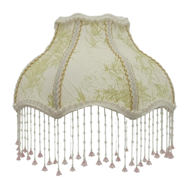 Pantalla de lámpara con forma de campana y borde festoneado, pantalla de lámpara con flecos, de romántica victoriana para rincones de lectura en salas Beige