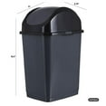 thumbnail image 2 of Superio Trash Can for Dorm Room with Lid 4.5 Gallon Plastic Garbage Can with Swing Top Lid, Medium Slim Waste Bin with Cover for Home, Kitchen, Office, Bedroom, Bathroom, College- 18 Qt (Dark Grey 2), 2 of 5