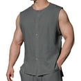 thumbnail image 1 of Tank Top for Men, Mens Casual Fashion Solid Round Neck Sleeveless Tops Button Up Cardigan Tank Tops, 1 of 5