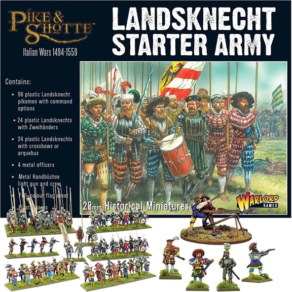 Wargames Delivered - Landsknecht Starter Army 28mm Miniatures Action Figures Plastic Model Kit by Warlord Games