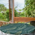 thumbnail image 2 of Ambesonne Feathers Fitted Round Tablecloth, Nature Theme Bohemian Vibe, 40"- 44" Diameter, Dark Teal Mauve and Cream, 2 of 5