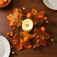 thumbnail image 6 of XYAIYT Maple Leaf Pumpkin Wreath Christmas Decorations Realistic Silk Leaves with Foam Pumpkins Handmade Candle Ring Centerpiece for Mantel Table Door Wall Autumn Decor 5.9in Orange, 6 of 6