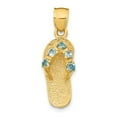 thumbnail image 1 of Real 14kt Yellow Gold 3D December/CZ Birthstone Flip Flop Pendant; for Adults and Teens; for Women and Men, 1 of 3
