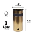 thumbnail image 7 of Elemental Duo-Sip 2 in 1 Travel Coffee Tumbler with 100% Leak Proof Lid & Slim Can Cooler Insulator for 12oz Slim Cans, Triple Walled Stainless Steel for Hard Seltzer & Hot/Cold Drinks - Gold, 7 of 7