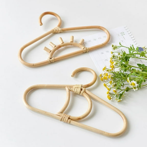 Niceauty Rattan Clothes Hangers Decorative Coat Rack For Nursery Compact Smooth Surface For Clothes For Closet Decor