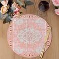 thumbnail image 3 of Pink Boho Round 13 Inch Placemats Set of 2, Vintage Abstract Tribal Decorative Oriental HeatResistant Non Slip Place Mats for Dining Table, Wipeable Braided Kitchen Table Mats for Housewarming, 3 of 9