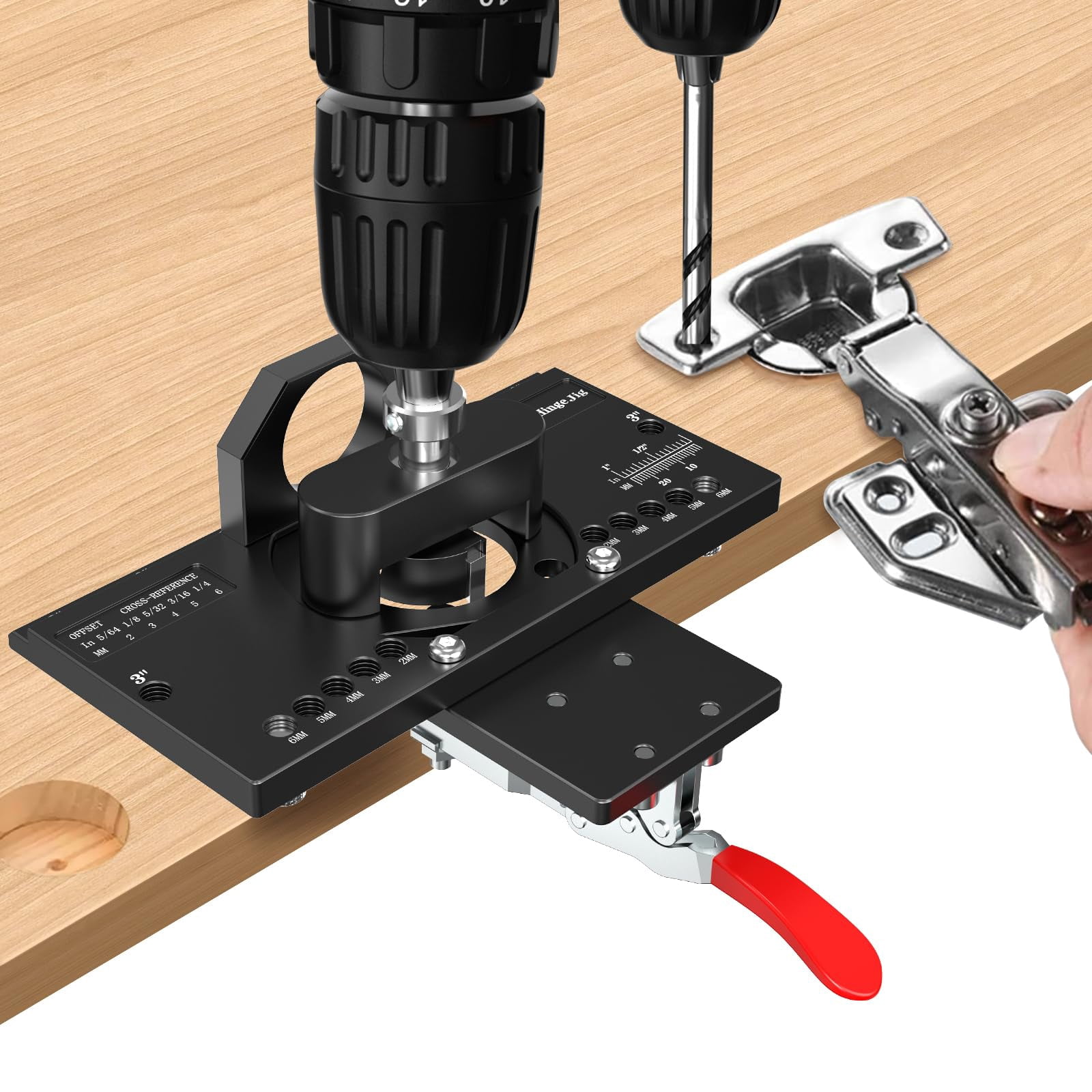 Concealed Hinge Jig With Quick Clamp And Dust Vacuum Adapter 35mm Cabinet Door Hinges Hole Drilling Hardware Jigs For Woodworking Mounting Tool