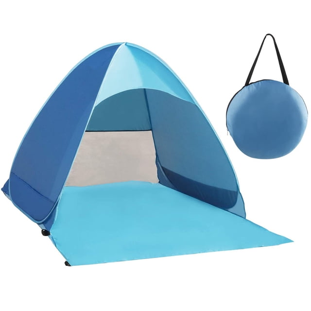Family Sun Shelter, Pop Up Beach Tent with UPF 50+ Protection, Ventilation Mesh, Wind-resistant Design, Lightweight & Portable for Indoor Garden Campsite Barbecue Seaside