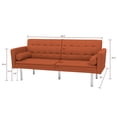 thumbnail image 5 of Zechuan Futon Tufted Back Convertible Sofa 68” Twin Size Bed - Orange, 5 of 9
