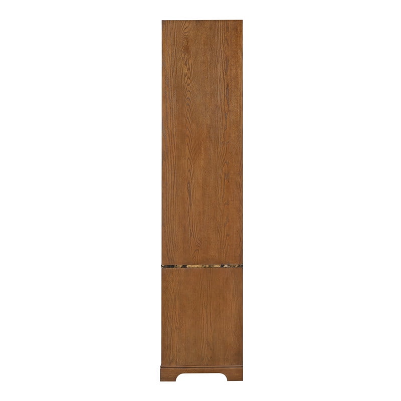 91" Tall Storage Cabinet with Faux Marble Tabletop, Freestanding Bookcase with Fluted Doors, Wooden Display Bookshelf Office Hutch