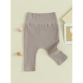 thumbnail image 4 of Musuos Baby Boys Girls Basic Long Pants 0-18 Months Solid Color Elastic High Waist Bottoms Casual Trousers for Newborn Infant, 4 of 10