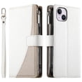 thumbnail image 1 of Funda cartera GANGXUN para iPhone 14 Plus , cuero PU con tarjetero, cremallera, correa de mano, soporte y protección 675°, 1 of 6