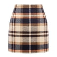 thumbnail image 2 of Womens Wool Plaid Mini Skirt Fall Winter High Waisted Bodycon Pencil Skirt Dark Khaki S, 2 of 8