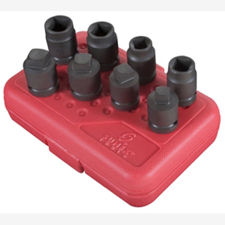 Sunex 2841 1/2" Dr. 8 Pc. Drain/Pipe Plug Impact Socket Set