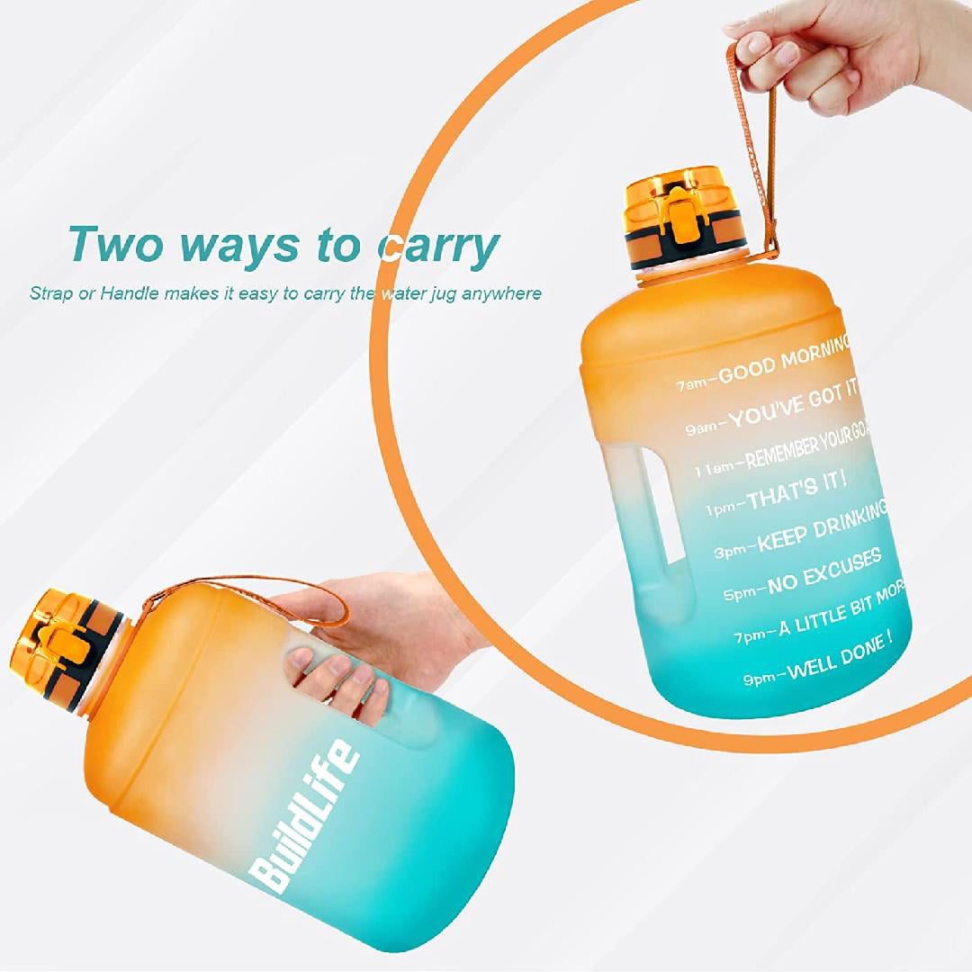 SLUXKE 1 Gallon Water Bottle with Time Marker and Straw, BPA Free 128oz  Leak Proof Motivational Large Water Bottle Jug with Handle, Pop Up Open  Sports Big Bottle Jug with Comfortable Silicone