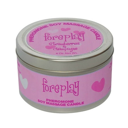 - Foreplay Pheromone Soy Massage Candle - Strawberry & Champagne - 4 Oz