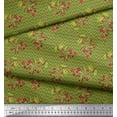 thumbnail image 3 of Soimoi Green Cotton Poplin Fabric Waves & Red Berries Fruit Printed Craft Fabric by the Yard 58 Inch Wide, 3 of 3