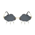 thumbnail image 3 of Hmount Deeroll Modern Cloud Lightning Tassel Rimless Sunglasses for Women Classic Steampunk Flame Sunglasses Punk Men Teardrop glasses(Grey/1PCS), 3 of 7