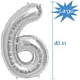 thumbnail image 2 of Silver Number 6 Balloon, 6th Birthday Party Foil Mylar Helium Balloons, 40 Inch, 2 of 4